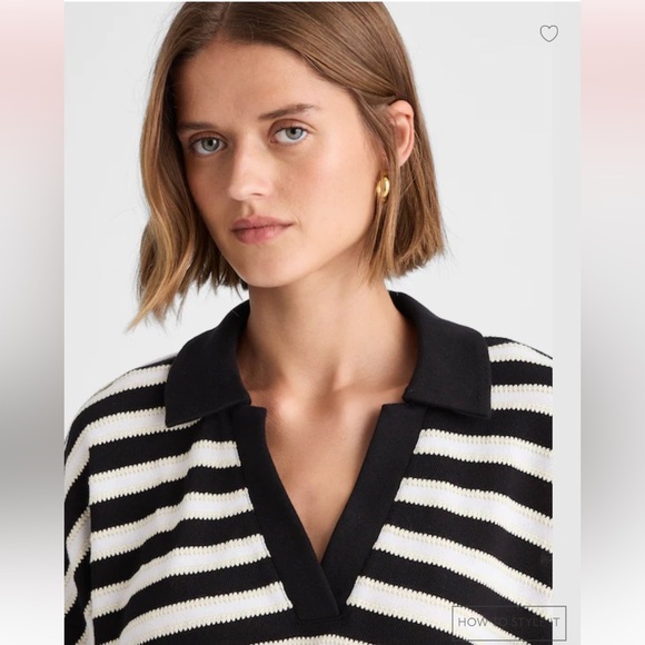 Madewell // EUC Relaxed V-Neck Polo Shirt in Stripe - Picture 4 of 7